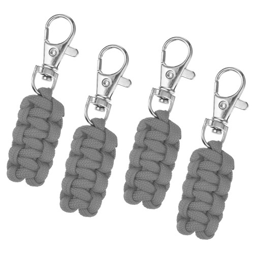 Lot De 4 Porte-clés Paracorde Tressés – Avec Mousqueton Alu, Résistance 113 Kg, Taille 6,3 X 2,5 Cm, Noir/kaki/vert Armée, Pour Camping Et Randonnée