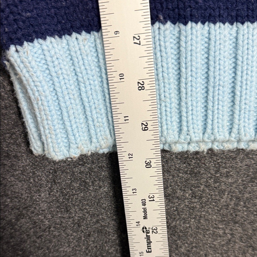 1970s Izod Lacoste Pastel Blue  V-Neck Sweater with Yellow and Navy Trim Large thumbnail 10