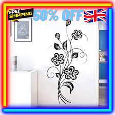Black Flower Wall Sticker Self Adhesive Home Decor Waterproof Art UK