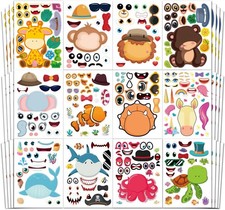 Aowplc 48 Sheets Make-a-Face Animal Stickers Mix and Match for Kids Colorful