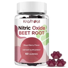 Nitric Oxide Beet Root Gummies with Grapeseed Powder, Pomegranate Powder, Vit...