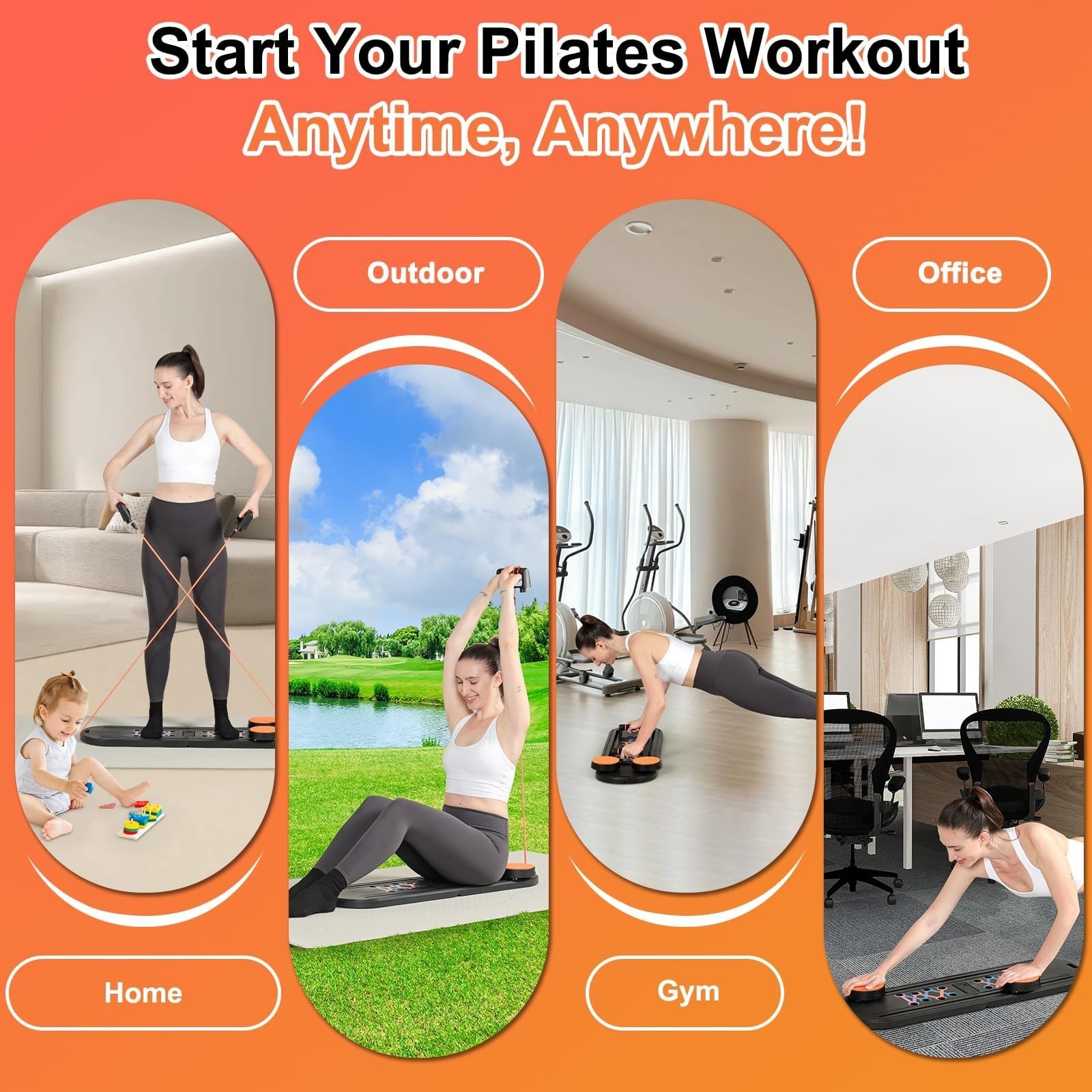 Pilates Board - Pilates Reformer Set, Portable and Foldable Pilates Board for...
