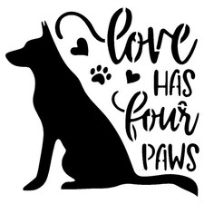 Really Great Stencils, Love Has 4 Paws Stencil, 6x6", Dog, Quote, Best Friend
