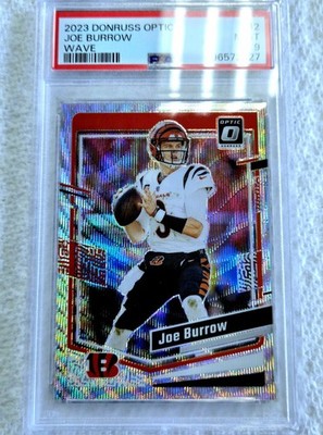 2023 Joe Burrow 9/300 Panini Optic #42 Jersey Match 1/1 PSA 9 Silver Wave Prizm