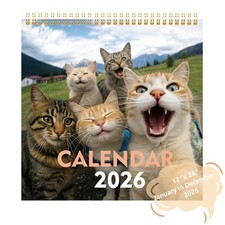 ADUN Stationery 2026 Cat Selfies Wall Calendar | 12" x 24", Cute Selfie