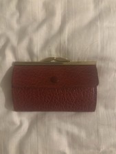 Genuine Real Leather Red Textured Bifold Credit Card Coin Holder Wallet