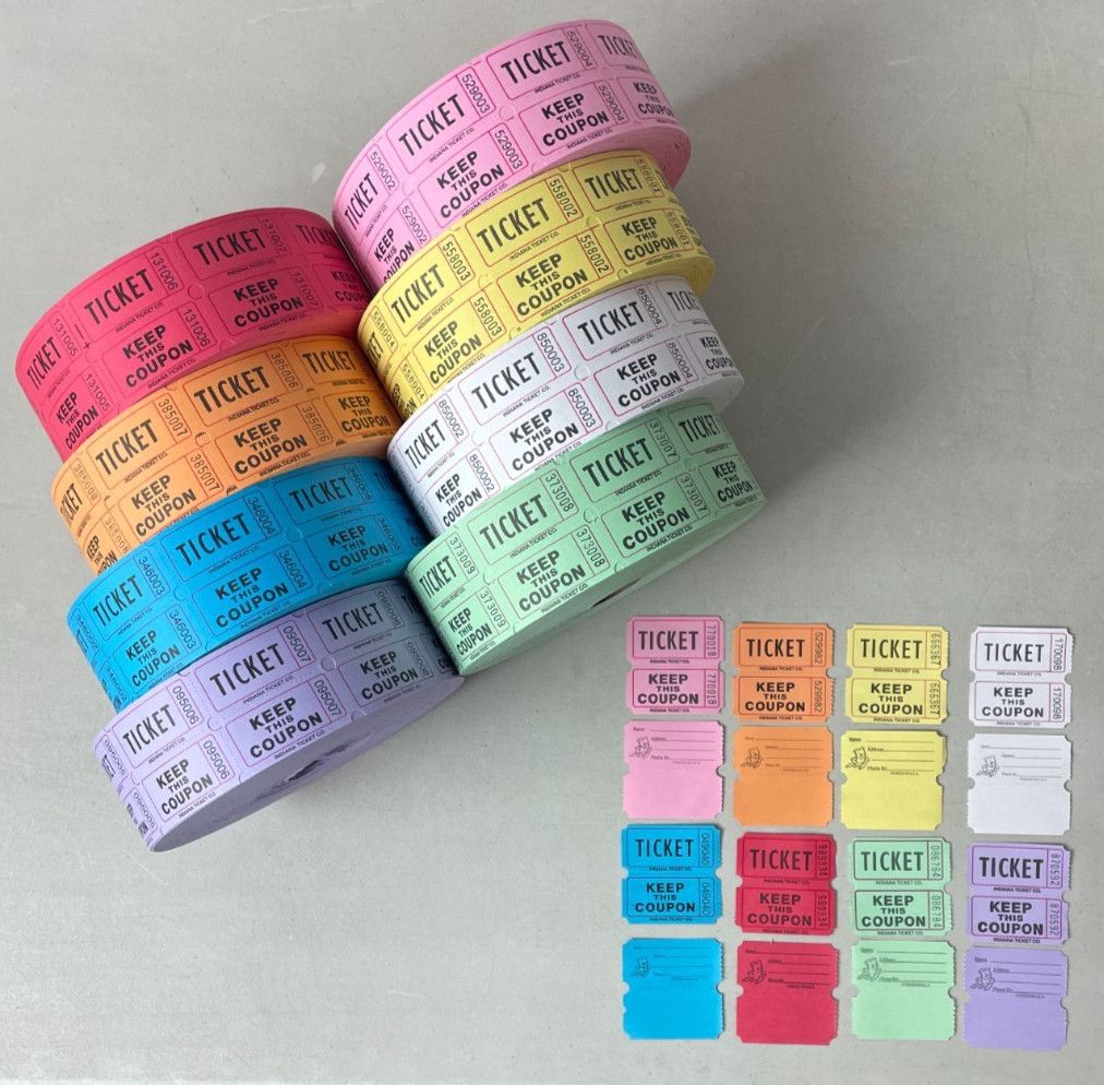 Raffle Tickets Double Stub Roll of 2000 Split the Pot 50/50 Carnival Events
