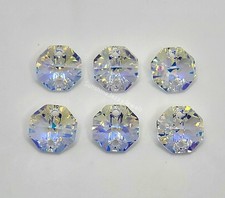 6pc Swarovski Crystal Clear AB 14mm 2-Hole Octagon Pendant 6404 Connector Link