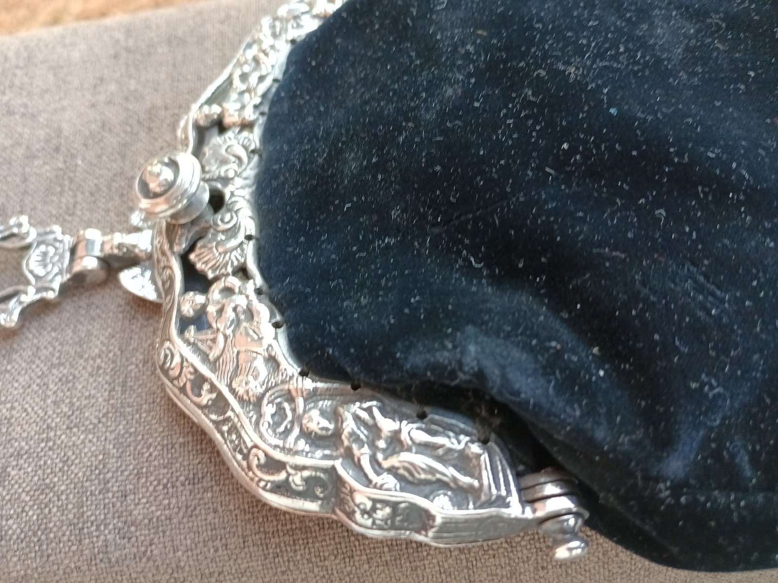 Antique Solid .800 Silver Chatelaine Bag /Purse E… - image 4