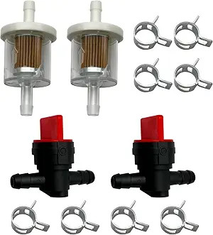 1/4'' Inline Fuel Cut Off Valve Straight Gas Valve an Size: 2 Filters +2 Valves