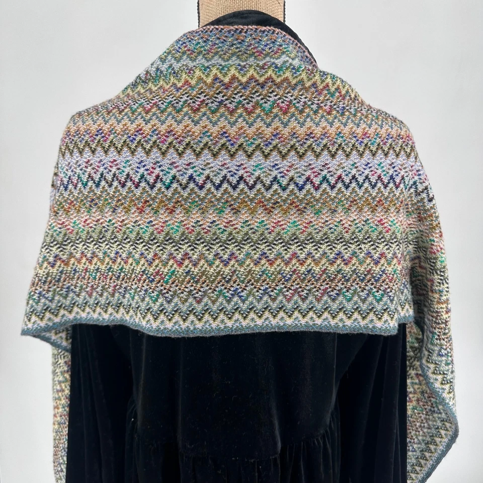 Missoni цветной зигзаг вязаный шарф бахрома металлические акценты глушитель фуляр - Изображение 3 из 4