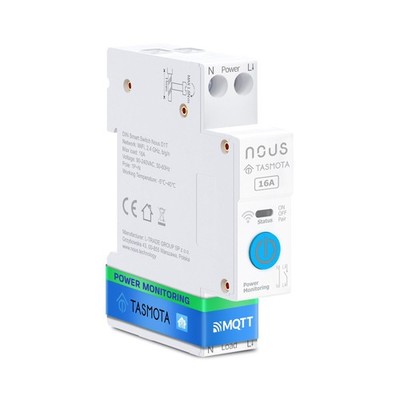 WLAN Smart Schalter Modul NOUS-D1T 16A für DIN-Schiene Tasmota ESP32 MQTT Matter