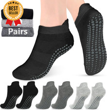 Non-Slip Grip Socks for Women  Men Pilates Yoga Barre Barefoot 1  4 Pairs