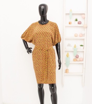 Weekend Max Mara Seidenkleid Blumen Gürtel Ballonärmel Taschen 34 UK6 US4