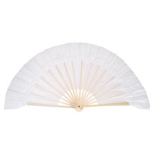 Belly Right Hand Silk Fan Veil, 1 Pack Short Folding Belly Dance, white