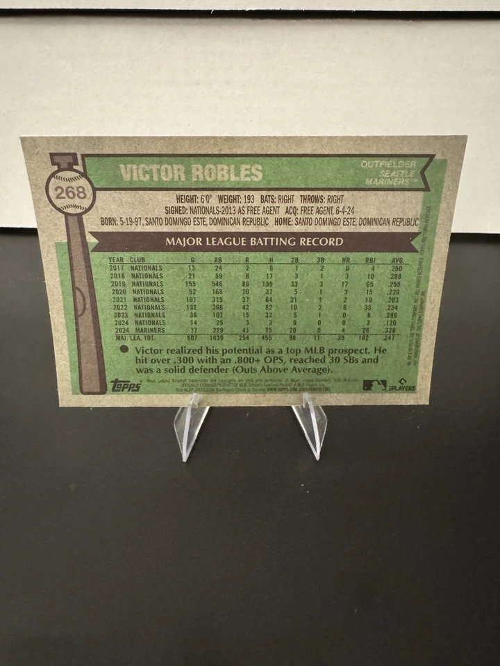 2025 Topps Heritage Victor Robles #268 Chrome Pink Sparkle Refractor Mariners - Image 2 of 2