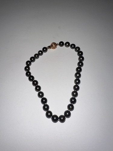 8.5 Inch Dyed Black Cultured Pearl Bracelet, 14kt Safety Clasp, 6.5mm Pearls