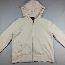 Relativity Womens Creme Full Zip Up Hoodie Stretch Casual Comfy Medium Pockets