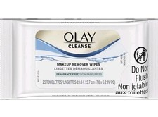 Olay Cleanse Makeup Remover Wipes Fragrance-Free, 25-Count 3 Packs 75 sheets