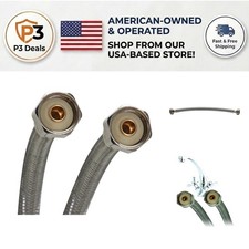 Braided Stainless Steel Faucet Connector - 1/2 F.I.P. 12-Inch Leak-proof Solu...