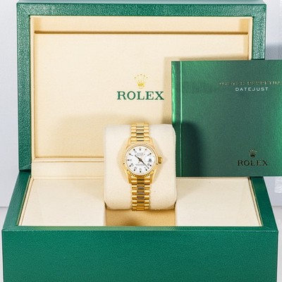 Rolex 69178 Lady-Datejust 26mm White Roman Dial President Bracelet with Box 1988