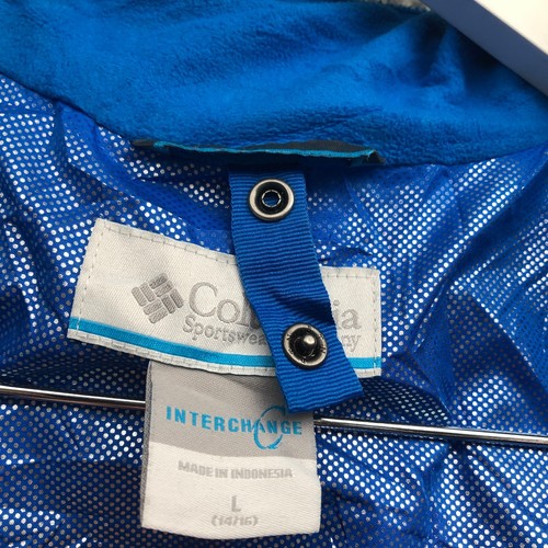 Columbia Outgrown Insulated Hooded Jacket Boys Youth Large L Full Zip Logo Blue - Picture 3 of 12