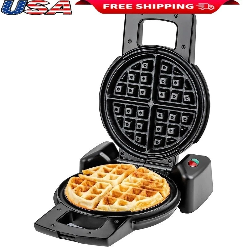 Electric Waffle Maker W/ Nonstick Surface 1000W Rotary Design Easy Cleanup New