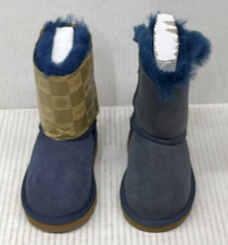 UGG T Bailey Bow Toddlers Suede Sheepskin Boots Size US 6 Navy Shoes