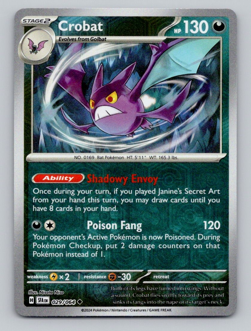 Reverse Holo Crobat 029/064 Uncommon Shrouded Fable Pokemon