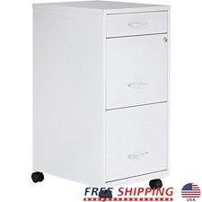 Steel Mobile File Cabinet W/ 2 Drawers Locking Accessory Drawer Office Storage
