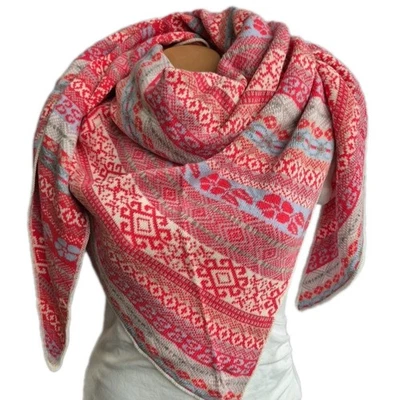 Zwillingsherz Damen Tuch Schal Dreieckstuch "Oslo" Rosa Kaschmir Wolle (9 704)