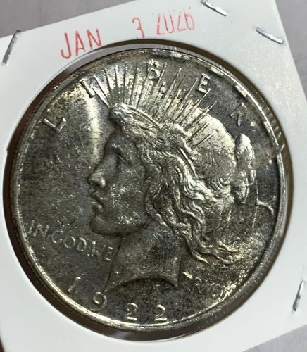 ⚡️⚡️1922 DENVER PEACE DOLLAR, UNC ENVIRONTMENT DAMAGE⭐SILVER COIN