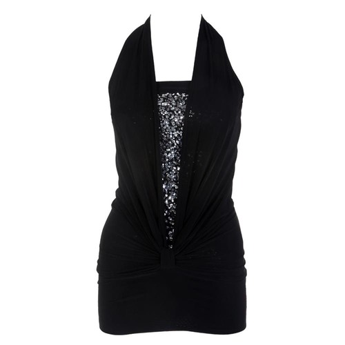 LADIES MINI SEQUIN HALTERNECK WOMENS PARTY DRESS TOP SIZE 8-16 - Picture 2 of 16