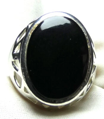 🖤Onyx Ring 925 Silber Gr 17,5 (55) riesig im breiten Design , mod. UNIKAT 🖤 - Bild 1 von 4