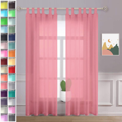 Ein Paar hochwertige Voile Gardinen 2 Paneele 10 cm lang Schlange oben einfarbig transparent 