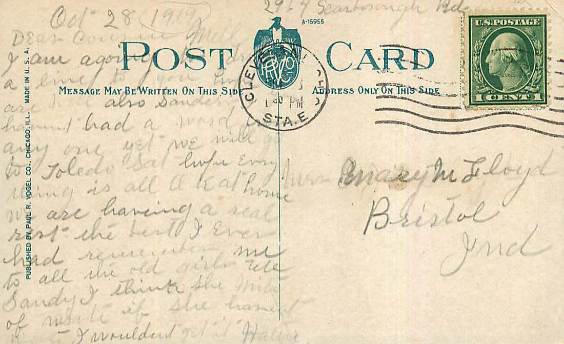 Postcard Post Office, Elkhart, Indiana used in 1919 eBay