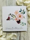 Personalised Burgundy and Blush flowers Birthday Card Mum Mummy Daughter