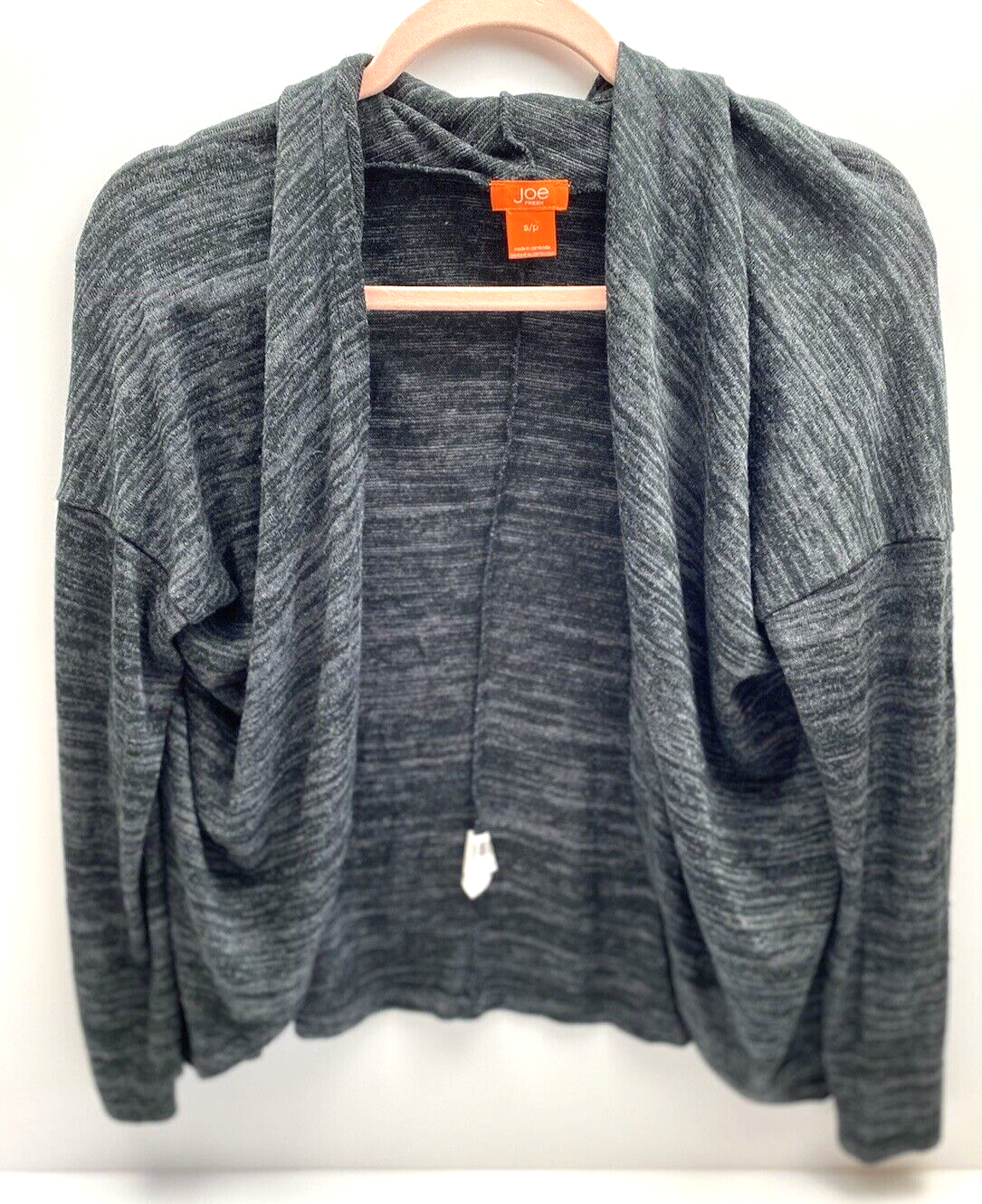 Cardigan Sweater Women Small Grey Open Front Lightweight Soft Knit Layering Top-image