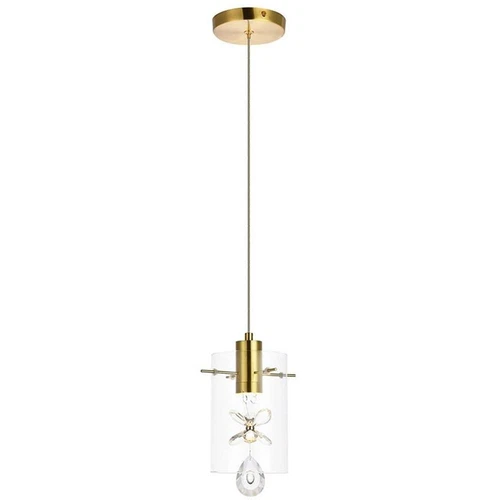 Elegant Lighting Hana 1-Light Aluminum Glass and Metal Pendant in Gold - Picture 1 of 8