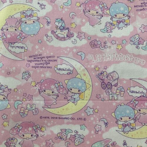 Sanrio Little Twin Stars Kiki & Lala Fabric Oxford 111x56cm/43.7x22.04" Pink - Picture 1 of 3