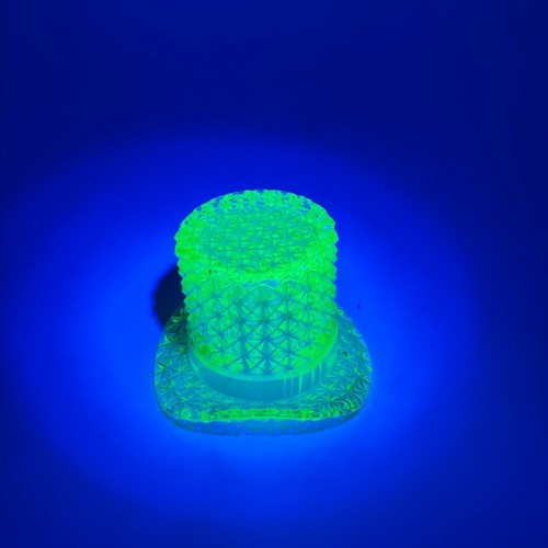 Uranium Glass Top Hat Toothpick Holder Diamond Point Pattern - Picture 6 of 10