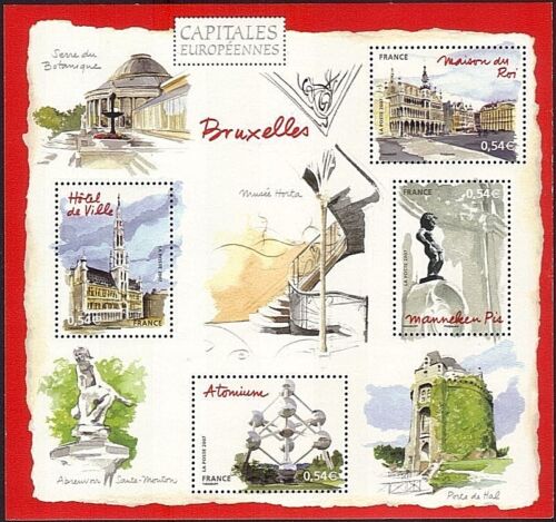 France - "ARCHITECTURE ~ EUROPEAN CAPITALS ~ BRUSSELS" Mini Sheet MS 2007 - Picture 2 of 2