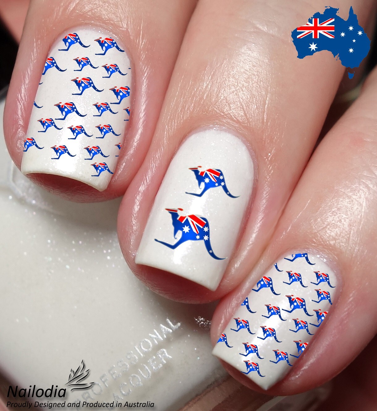I Love Australia & Aussie Kangaroo Nail Art Decal Sticker Water Transfer Slider