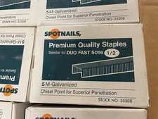 Spotnails 35508 1/2" x 1/2” long - galv, 5000 per box Similar to Duo Fast. 5016 