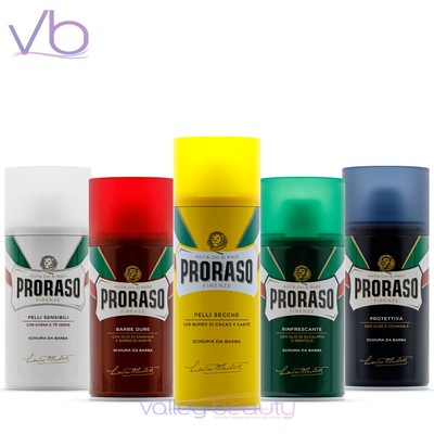 PRORASO (Yellow, Green, Blue, Red, White, Shaving, Foam, Mousse, Barber Size)
