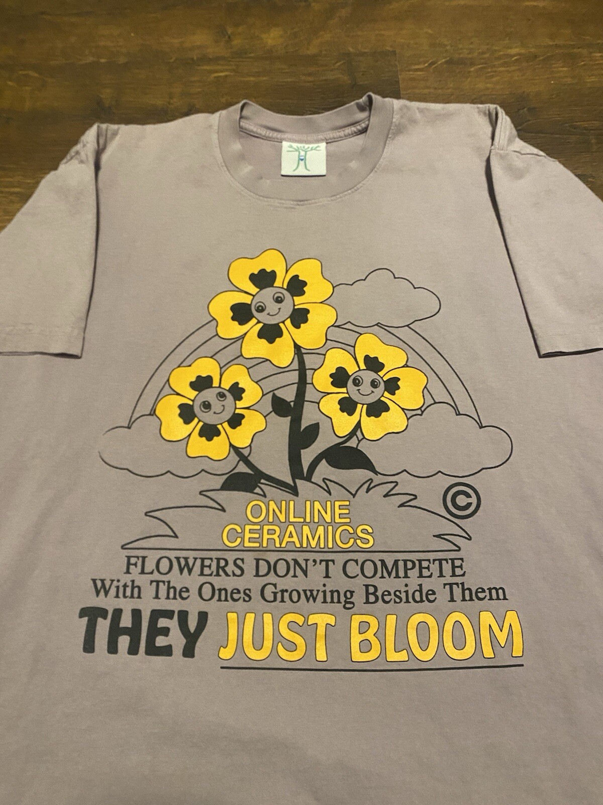 Online Ceramics Just Bloom Big Print Logo Light Purple XL Tee  