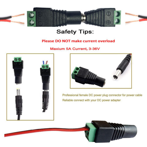 Female Male DC connector 2.1X5.5mm Power Jack Adapter Plug Cable Connector - Picture 4 of 11