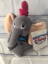 NWT The Disney Store Plush Bean Stuffed Dumbo with Pink Hat 8" Elephant New