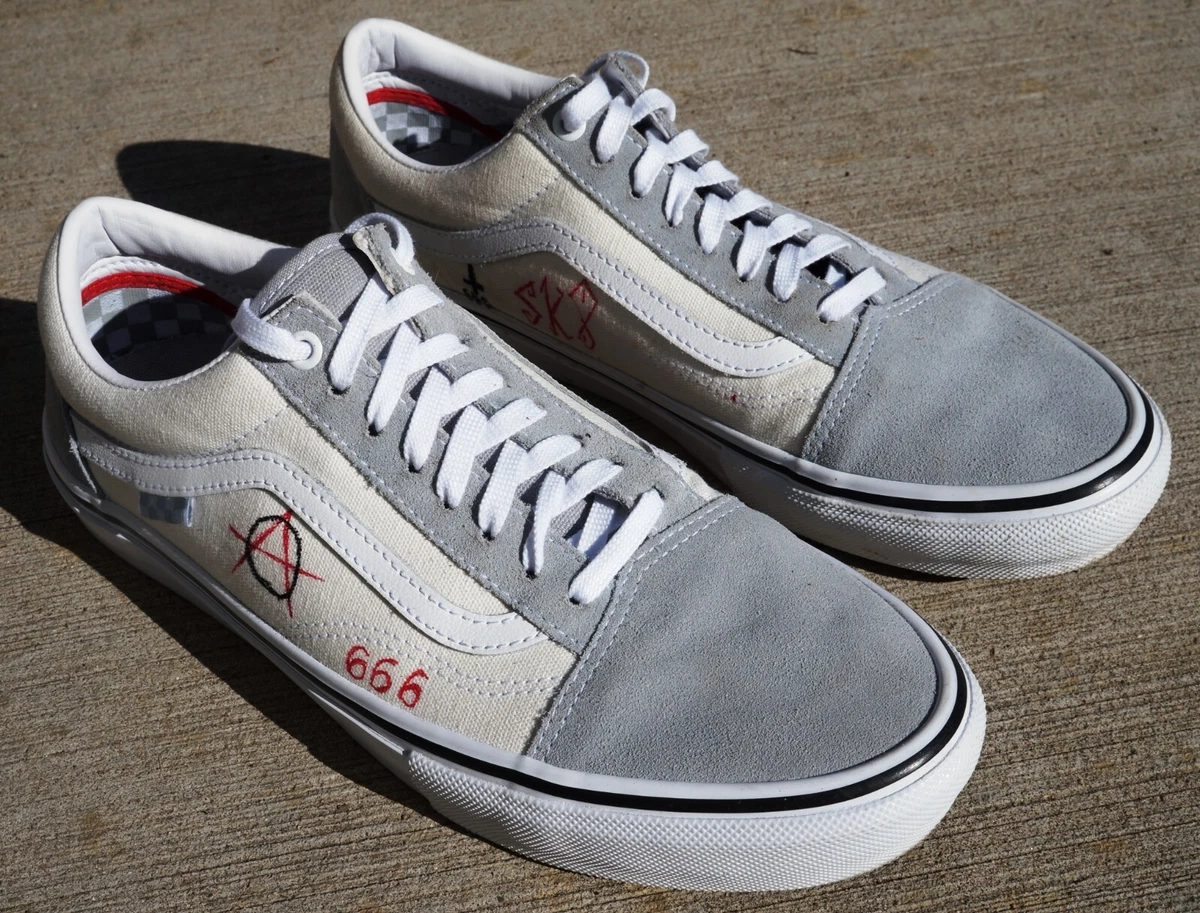 White vans old skool cheap custom