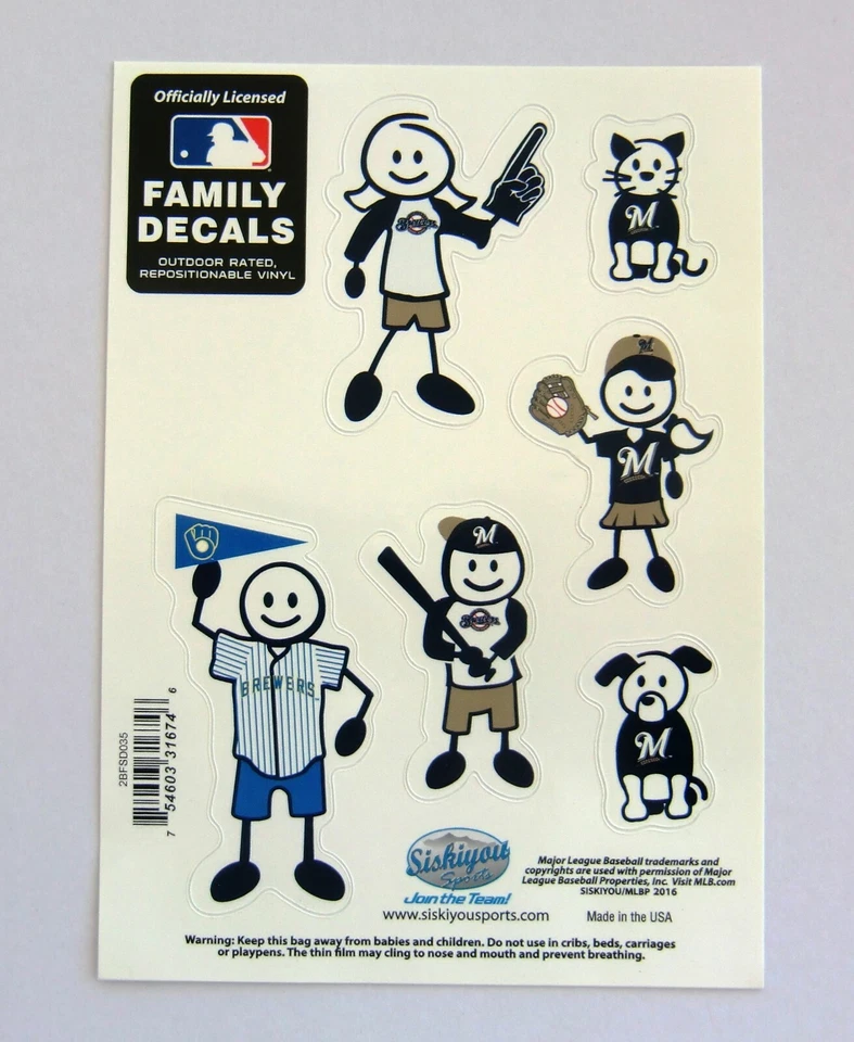 Milwaukee Brewers Outdoor Rated Vinyl Family Decals MLB Licensed Baseball - Image 3 of 4